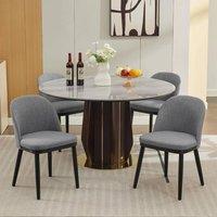 FORGEVIO 2 Pack Linen Upholstered Dining Chairs Cushioned Seats Gray in Grey