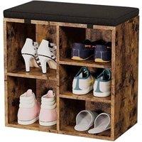 FORGEVIO Shoe Storage Bench Organizer Shoe Rack with Cushion Compartment in Brown