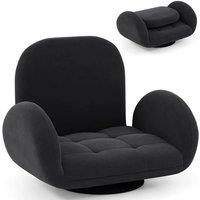 Kelvenix Swivel Floor Chair Folding Gaming Chair in Black | Size: 0.6m2