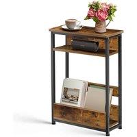 FORGEVIO Slim Coffee Side Table Magazine Shelf Rack Bedside Sofa End Type B in Brown