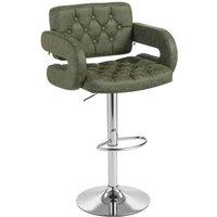 ERGOVEXA Luxe PU Leather Swivel Bar Stool with Armrests - Green