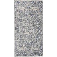 Berkfield Home Outdoor Flatweave Rug 100x200 cm Blue Pattern | Size: 100 cm diameter