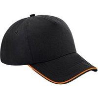 Beechfield Men's Authentic 5 Panel Piped Peak Cap in True Black