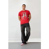 LONDON ATTITUDE Men's Red Regular Fit T-Shirt with Ornate A Graphic | Size: Medium