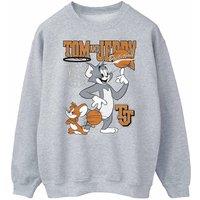 Tom & Jerry Men's Spinning Basketball Sweatshirt in Grey | Size: 2XL