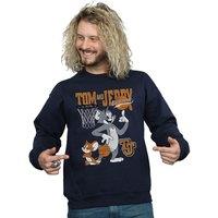 Tom & Jerry Men's Spinning Basketball Cotton Sweatshirt in Navy | Size: Small