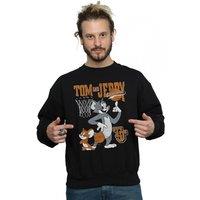 Tom & Jerry Men's Spinning Basketball Cotton Sweatshirt in Black | Size: 2XL