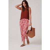 Klass. Women's Printed Tie Hem Cropped Trousers in Burnt Orange | Size: 12