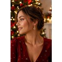 Lovii Women's Crystal Reindeer Charm Earrings in Gold