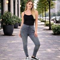 Smart Living Women's Skinny Fit Denim Jeans Jeggings Pull On Casual with Pockets in Grey | Size: 16