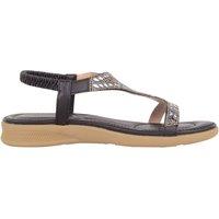 ABSOLUTE FOOTWEAR Women's Easy Slip On Elasticated Summer Holiday Sandal Shoes, Jewel Feature in Black | Size: 5