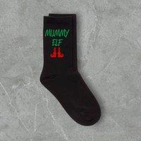 60 SECOND MAKEOVER Women's Mummy Elf Black Christmas Socks