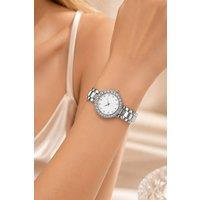 Lovii Women's Luxury Crystal Bezel Mother of Pearl Quartz Watch Silver