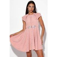 MSN Collection Women's A-line Mini Dress With Sequins in Dusty Pink | Size: Small