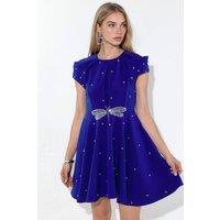 MSN Collection Women's A-line Mini Dress With Sequins in Cobalt | Size: Large