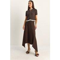 Bianco Lucci Women's Midi A-line Skirt With Button Closure in Brown | Size: Medium