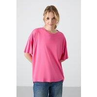 Tommy Life Women's Oversized Cotton-Modal Crew Neck T-Shirt in Bright Pink | Size: Medium