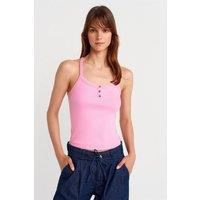 Dilvin Women's Slim Fit Ribbed Knit Cami Blouse in Light Pink | Size: Small