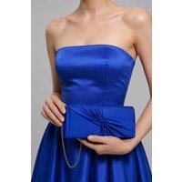 Vellin Women's Luxury Satin Twist Knot Evening Clutch Bag with Detachable Chain in Royal