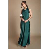 Oasis Women's Emerald Cowl Halterneck Satin Maxi Bridesmaid Dress | Size: 12