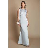 Coast Women's Honoured Sleeveless High Neck Tie Shoulder Satin Maxi Bridesmaid Dress in Sage | Size: 12