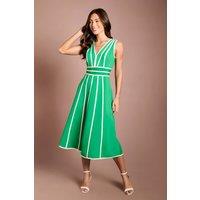 Coast Women's Bandage Piped Green Midi Dress | Size: 12