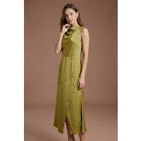 Coast Women's Cowl Neck Sleeveless Satin Midi Dress in Olive | Size: 8