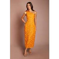 Coast Women's Lisa Tan One Shoulder Bow Detail Midi Dress in Orange | Size: 10
