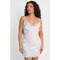 Public Desire Women's 3d Iridescent Disc Sequin Cowl Neck Dress | Size: 10