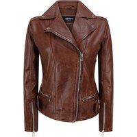 TruClothing Women's Leather Biker Jacket in Brown | Size: XS