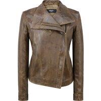 TruClothing Women's Cross Zip Vintage Biker Jacket Casual in Brown | Size: Medium
