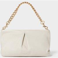 OSPREY LONDON Women's The Luxe Pleat Carina Leather Shrug Clutch Bag in Light Stone