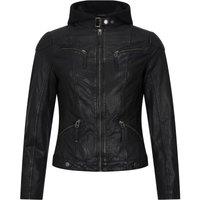 TruClothing Women's Hooded Biker Leather Jacket in Black | Size: 4XL