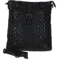 Ashwood Leather Women's 'Perfezione' Vintage Woven Leather Shoulder Bag in Black