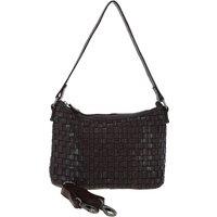 Ashwood Leather Women's 'Incanto Infinito' Vintage Woven Leather Shoulder Bag in Dark Brown