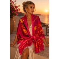 Lemon Daisy Accessories Women's Sorraya Floral Wedding Guest Wrap & Occasion Shawl in Bright Pink