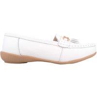 ABSOLUTE FOOTWEAR Women's Slip On Casual Leather Loafer / Deck / Boat Shoes / Sandals in White | Size: 6