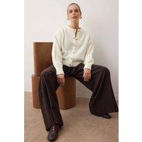 WOVCOR Women's Textured Knit Button-Front Cardigan in Ecru | Size: Small