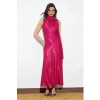 WOVCOR Women's Satin Midi Dress with Scarf Detail in Fuchsia | Size: 8