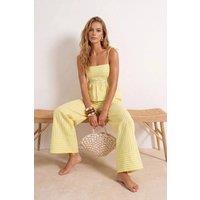 WOVCOR Women's Strapless Thin Strap Blouse & Wide Leg Trousers Co-ord in Yellow | Size: 8