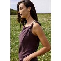WOVCOR Women's Asymmetric Neck Sleeveless Fitted Blouse in Plum | Size: XL