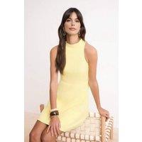 WOVCOR Women's Lined Short Mini Stretch Woven Dress in Yellow | Size: 14