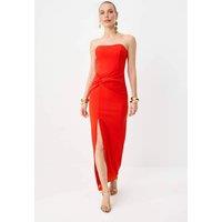 WOVCOR Women's Strapless Corseted Long Evening Dress in Red | Size: 14