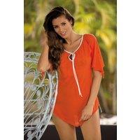 KDMD Women's Beach Tunic Cover Up Adjustable Neckline in Orange | Size: Small