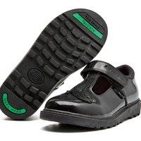 ToeZone Girl's Matilda Patent Leather Unicorn Rip Tape School Shoes in Black | Size: Infant 10