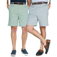 Chums Men's Cotton Chino Shorts in Pack of Two with Discreet Side Elastication in Navy | Size: 46R