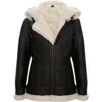 Infinity Leather Men's Hooded Sheepskin Leather B3 Flying Jacket-Columbus in Brown | Size: 3XL