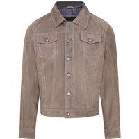 Infinity Leather Men's Navy Goat Suede Leather Jeans Jacket- Nurmes in Grey | Size: 2XL