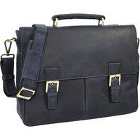 House of Leather Men's Men Oiled Leather Briefcase Shoulder Bag Barbican in Dark Navy