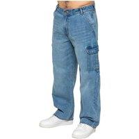 Enzo Men's Wide-Leg Cargo Jeans in Light Blue | Size: 34R